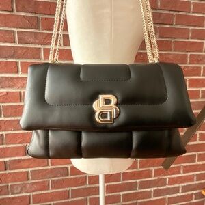 •Hugo Boss Black Leather Double Monogram Logo Crossbody Shoulder Bag NEW